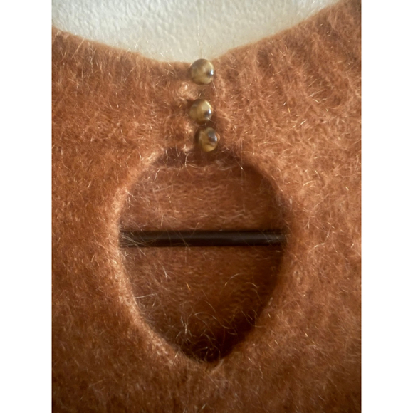 Women's Sezane’ La Malle Brown Mohair Blend Crew Neck Jumper Sweater - Picture 5 of 7